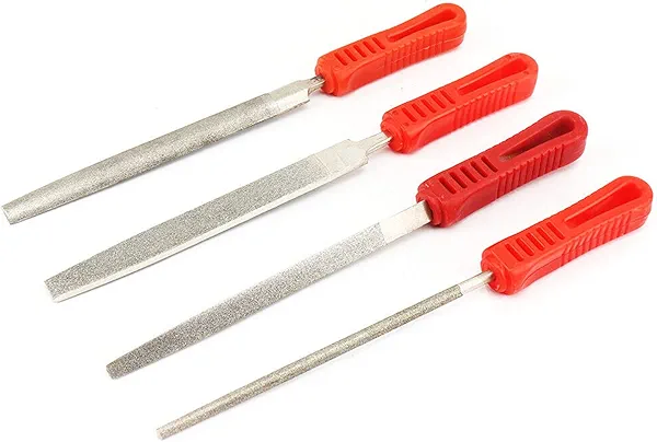 Baisiky 10inch Diamond Coated File Plastic Handle Hand Tools for Grinding on Glass, Stone, Marble, Rock, Bone (4 Pcs)