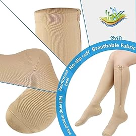 cerpite Zipper Compression Socks, 2 Pairs 15-20 mmHg Closed Toe Compression Stockings for Men Women
