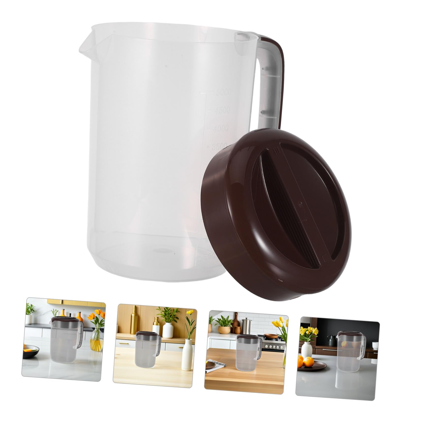 PRETYZOOM Jarra de Agua Grande con Tapa y Asa Jarra con Escala para Bebidas Frías y Calientes Resistente Material PP Reforzado para Cocina y Nevera