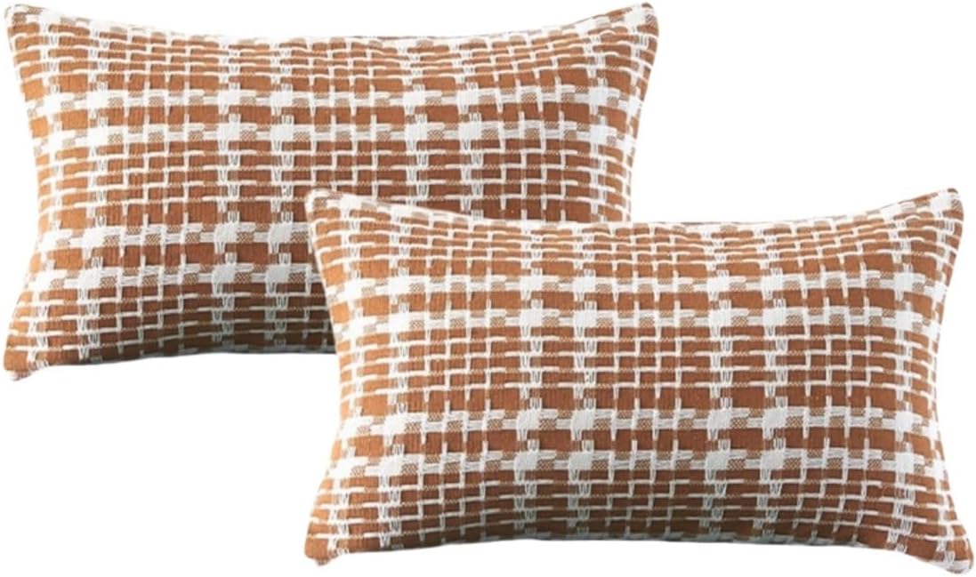 2 Set Boho Throw Pillow Covers with Zipper, Rustic Farmhouse Cushion