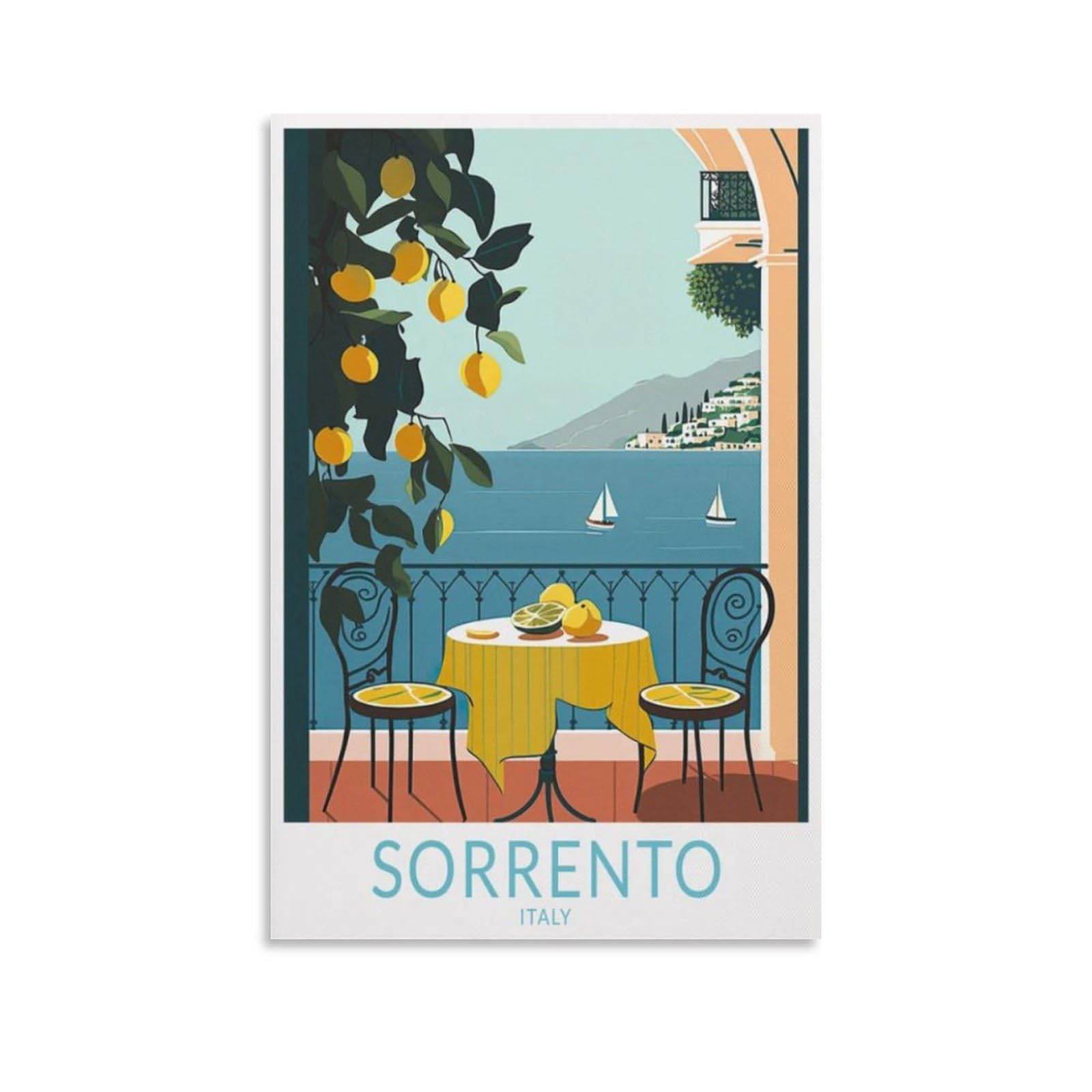 Sorrento Italy Vintage Travel Posters Lake 12x18inch(30x45cm) Wall Art Picture Print Canvas Art Poster Modern Family Bedroom Decor Posters