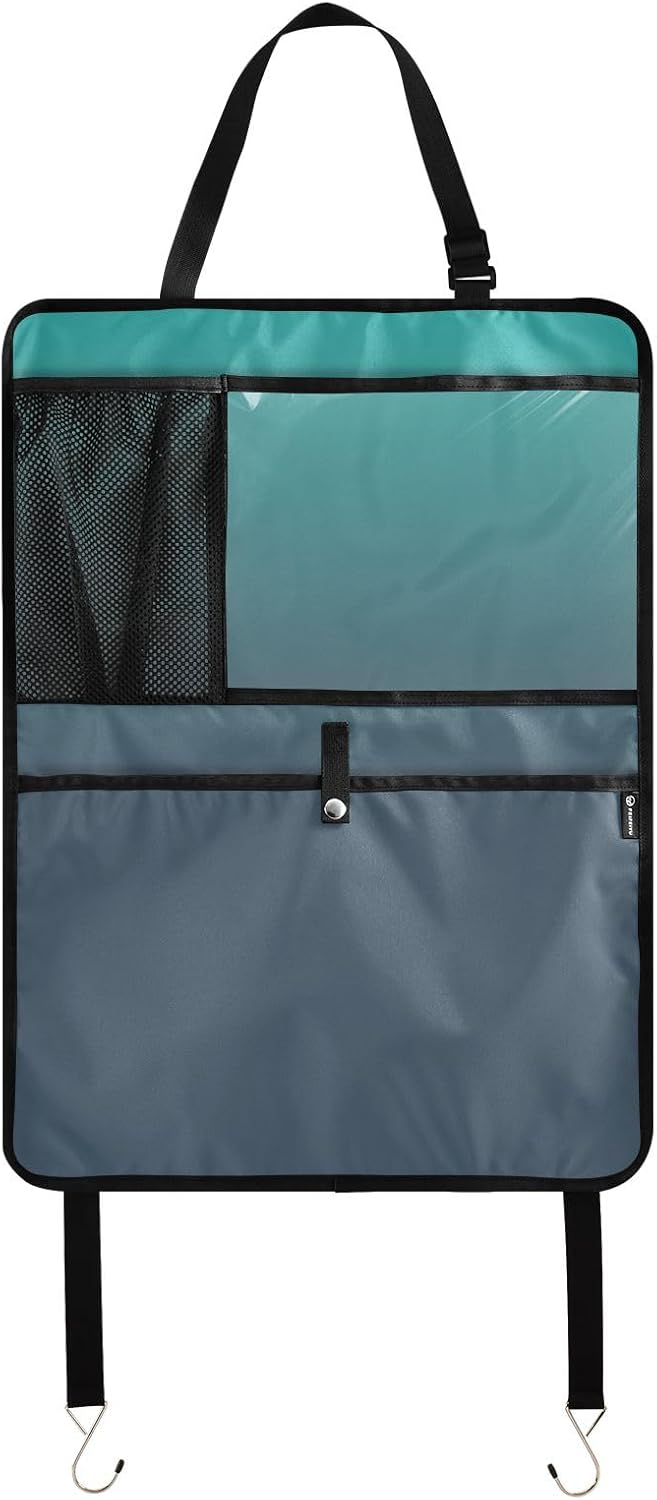 ODAWA Blue Green Gradient Truck Organizer Back Seat Storage Car Travel Essentials for Kids, Back Seat Organizer for Kids with PVC Tablet Holder, Car Toy Organizer Back Seat 2 Pack