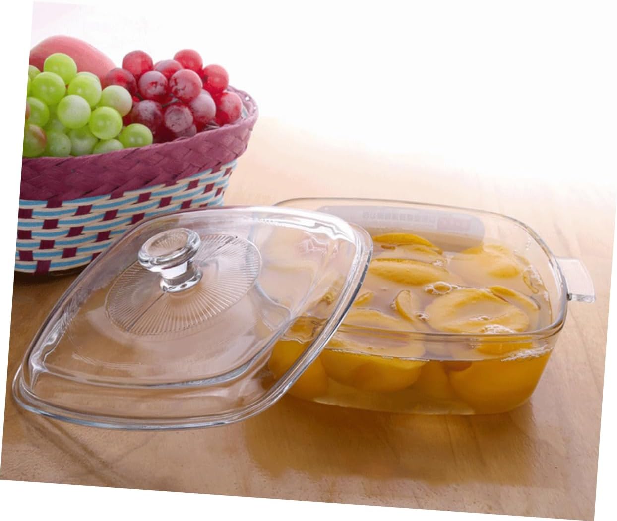 1Pc Heat Resistant Glass Bowl with Cover Household Tableware Microwave Dishwasher Safe Serving Bowl for Kitchen Practical present for Family and Friends