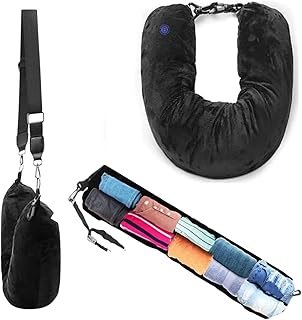 Almohada de Viaje Rellenable. Cojin Cervical para Ahorrar Espacio en Maletas en Viajes de Avión, Tren o Coche. Travel Neck Pillow. Almohada Viaje Hinchable para Avion. Travel Pillow. Almohada Avion