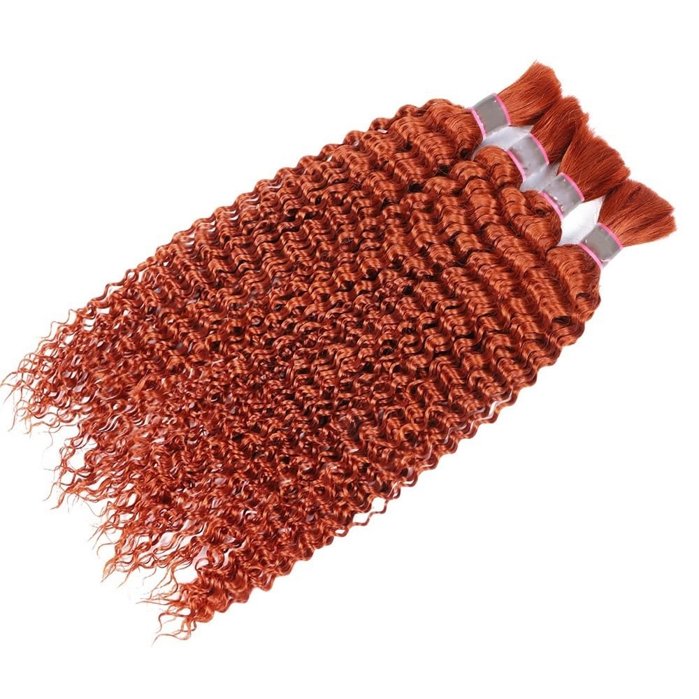 Splatanie włosów Deep Wave #350 Ginger Human Hair Bulk No Weft Brazylijskie przedłużanie włosów Remy do zaplatania Kobieta(20inches)
