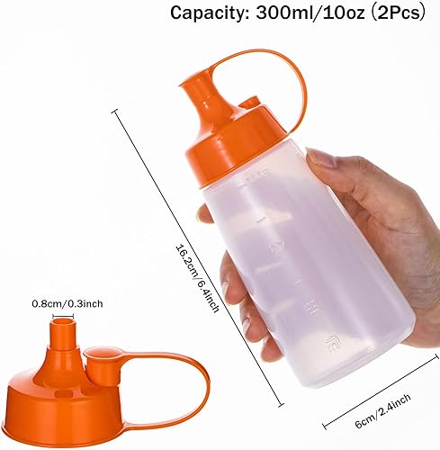 Miniatura 9 de Botellas de salsa de boca ancha, botellas exprimibles para condimentos, botellas exprimibles de plástico, dispensador de líquido de ketchup para