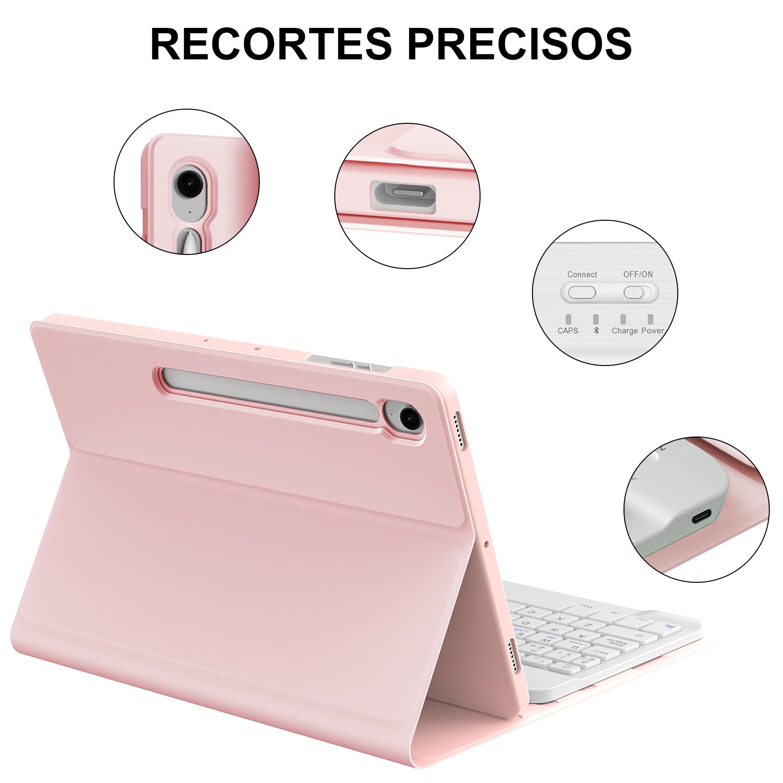 JADEMALL Custodia Tastiera per Samsung Tab S10 FE 10.9" 2025/S9 FE 10.9" 2023, Italiana QWERTY Tastiera Bluetooth con Portapenne per Galaxy Tab S9 FE/S10 FE 10.9"/S9 11", Rosa