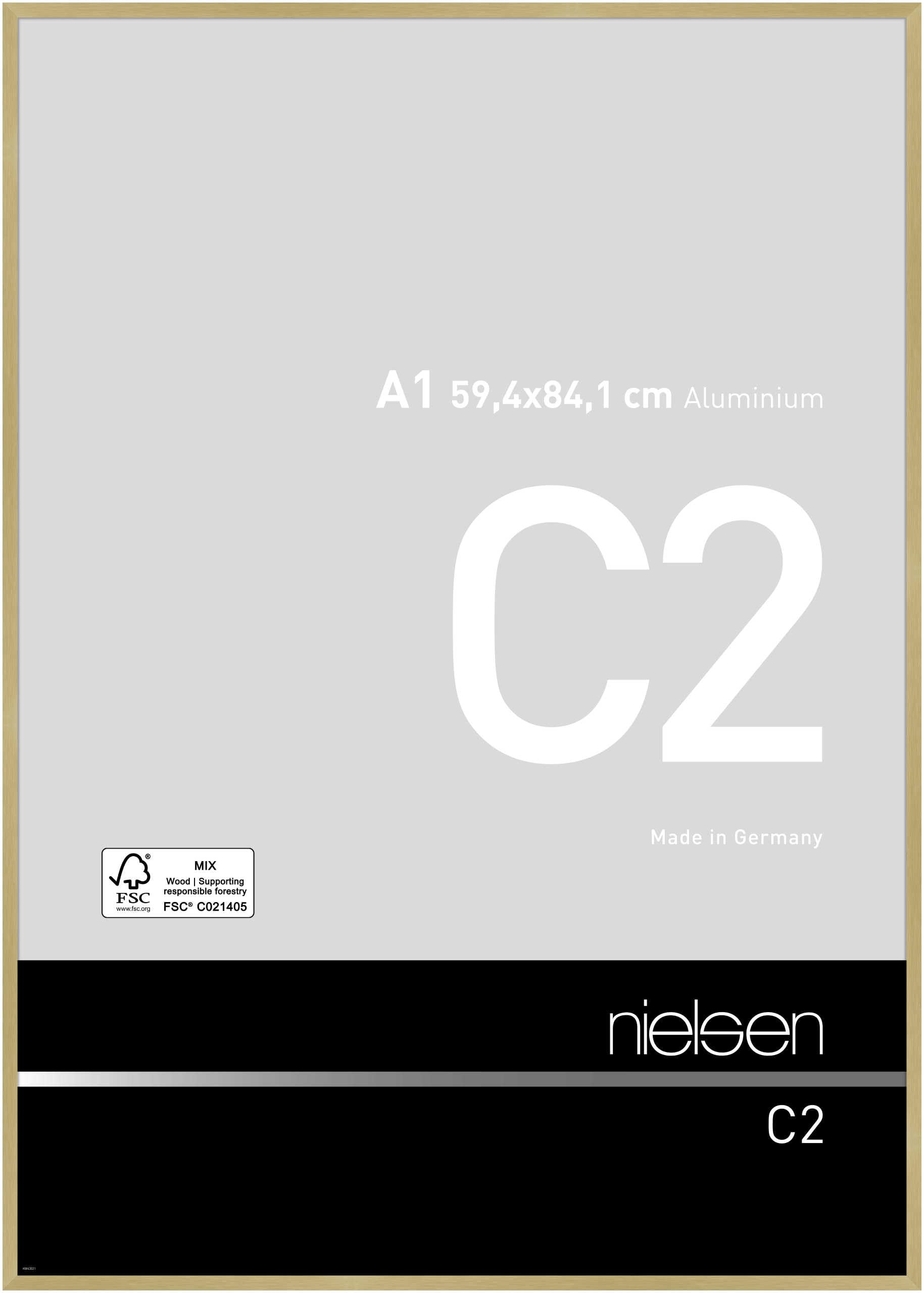 Nielsen Design   C2 Aluminium Picture Frame Brushed Gold in Size A1, BrandAlley
