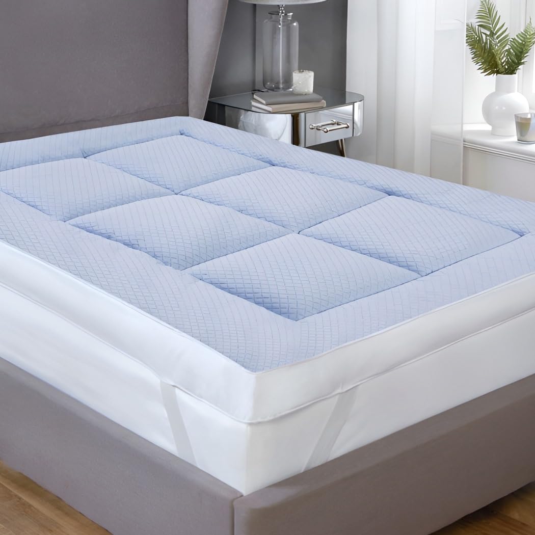 Bed Mattress Topper (4 Inch/10 cm) Extra Deep Hotel Quality, Soft Supportive Breathable Co...