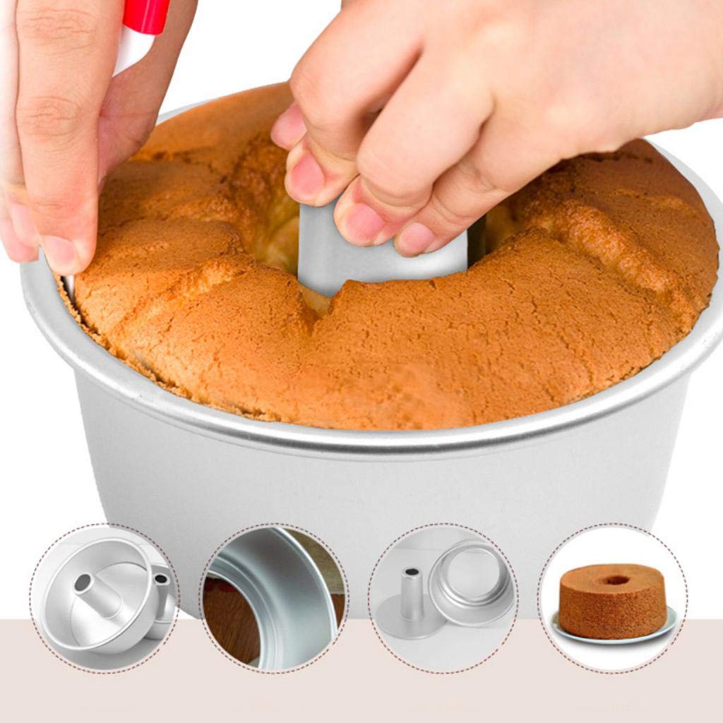 3er Set Angel Food Kuchenform Aluminium Antihaft Rund Chiffon Kuchen Backen - Silber, 8 Zoll