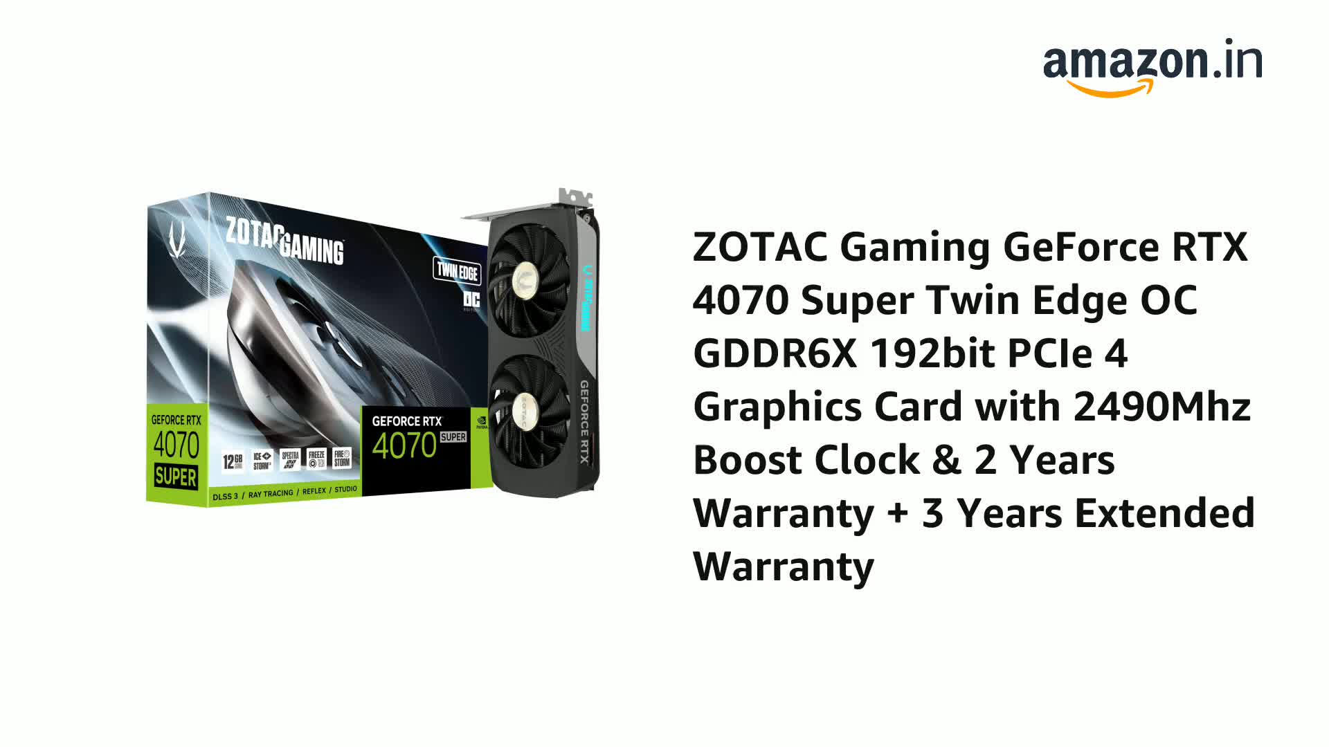 Amazon.in: Buy ZOTAC Gaming GeForce RTX 4070 Super Twin Edge OC