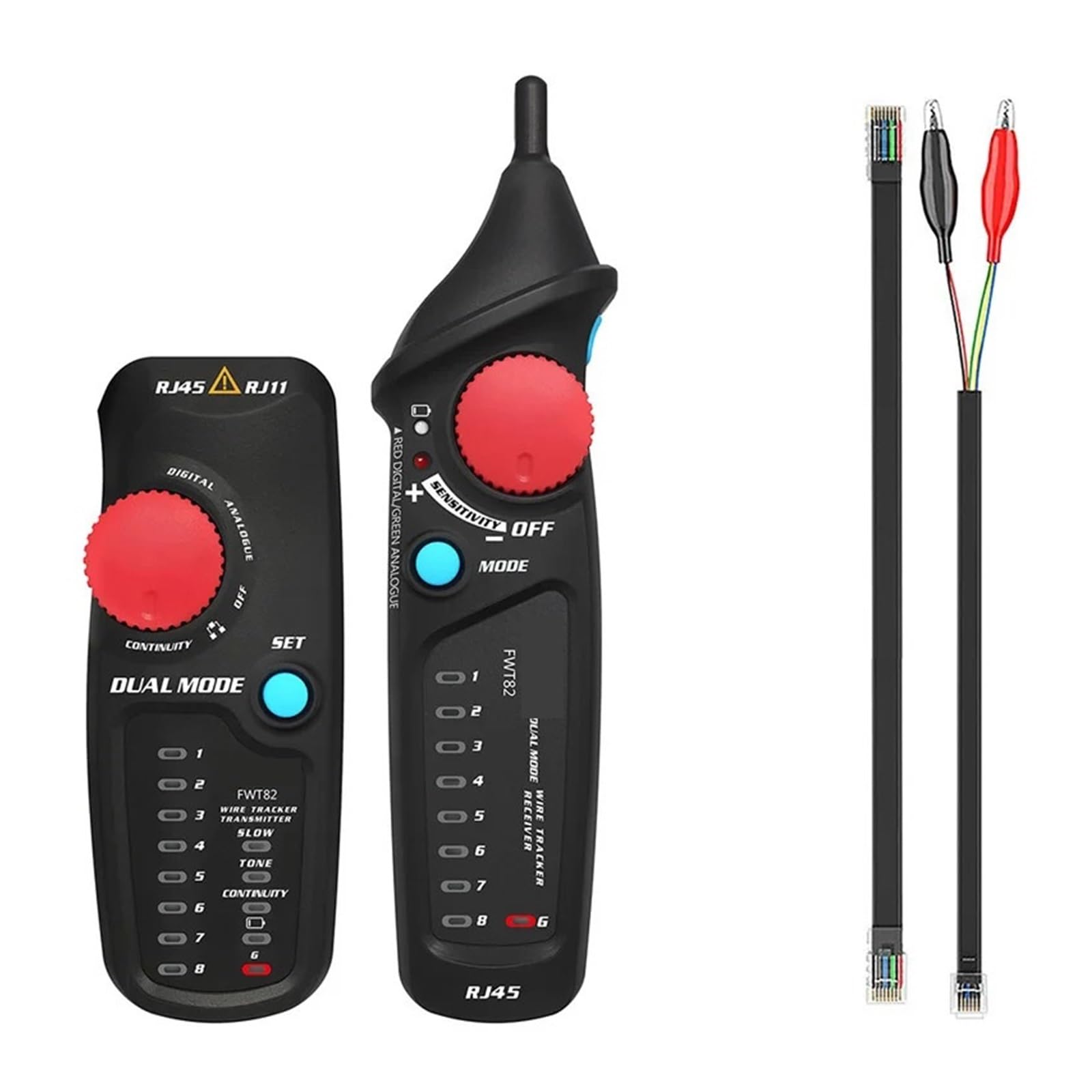 FWT81 FWT82 Cable De Red Rastreador Probador Cables RJ45 RJ11 Teléfono Tóner Ethernet LAN Analizador Detector Buscador Línea Identificación Precisa Eficaz(FWT82 Digital-Analog)