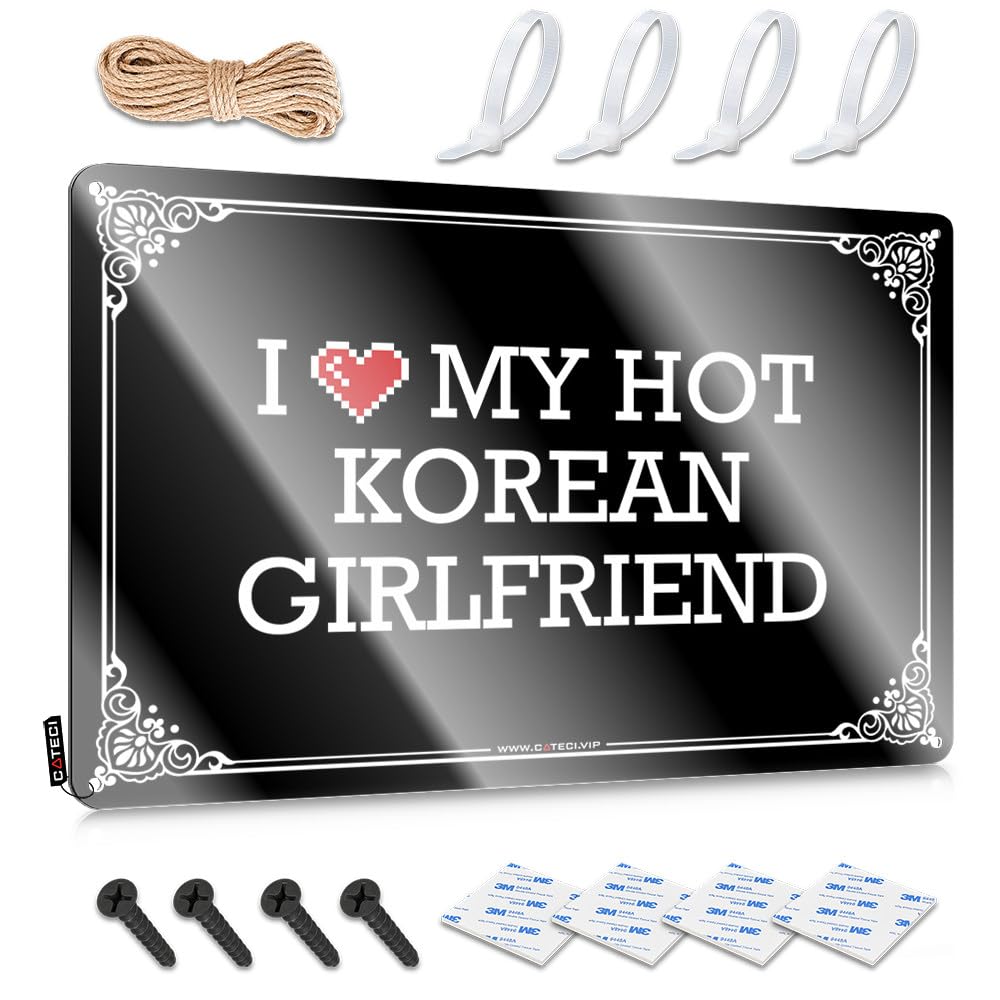 Fzfn Men's Colour I Love My Hot Korean Girlfriend Grunge Fall Decor - Signs Nice Hanging Wall Decor(30X40cm)