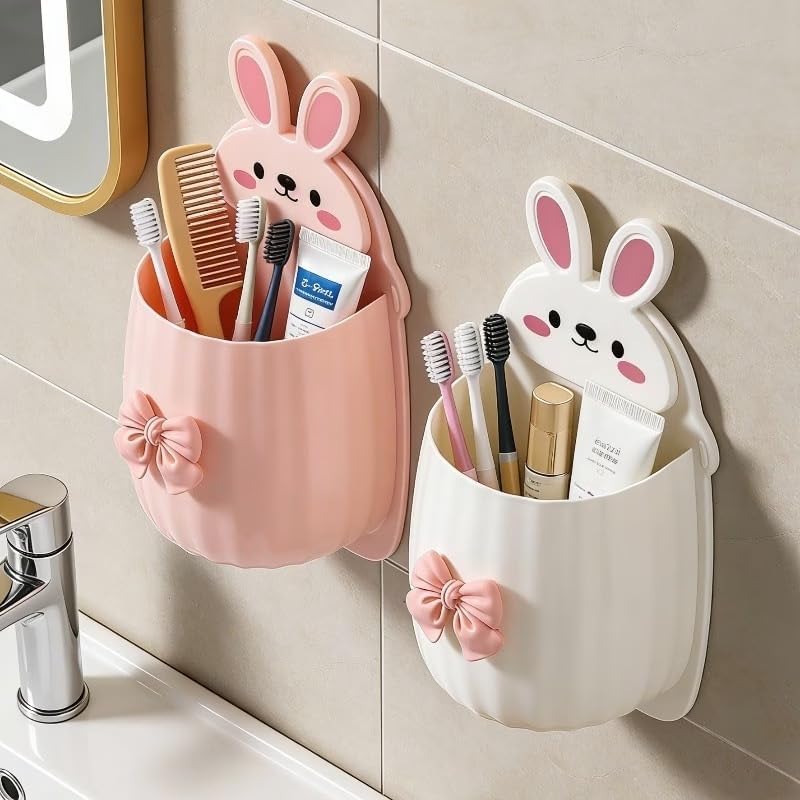 Image of Toothbrush Holder Wall Mounted, Tooth Brushes Holder, Toothbrush Holders for Bathroom, Brush Holder for Bathroom Wall Mounted (RABIT Toothbrush Holder Pack of 1)