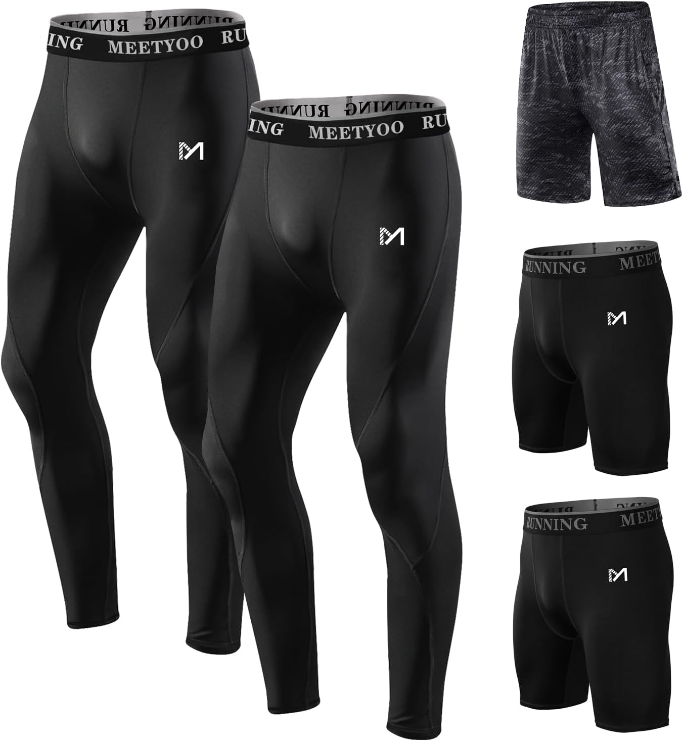 MEETYOO Men's Men's Compression Pants, Cool Dry Sports Workout Running Tights Leggings