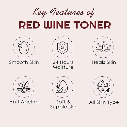 Miniatura 8 de Kit de limpieza de vino, kit facial (250 gm + 0.3 fl oz) y tóner de vino tinto (4.1 fl oz) con uvas rojas y extractos de rosa para exfoliación