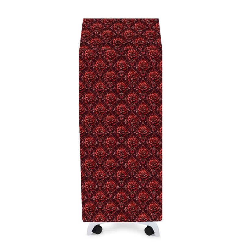 Image of PVC Cooler Cover Suitable for Symphony Diet 50i 50-Litre Air Cooler Waterproof, Dustproof, Size (HxWxD) 134.62X47X39.37 Cm, Red Flower.