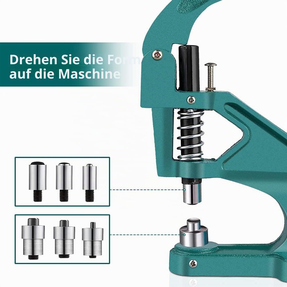 ösenzange für stoffe, ösenpresse Set mit 3 Stanzformen und 900 Ösen Mehrzweck Nietmutternzange für Lederstoff Gürtel Kleidung Schuhe Handtaschen Ösen 6/10/12 mm