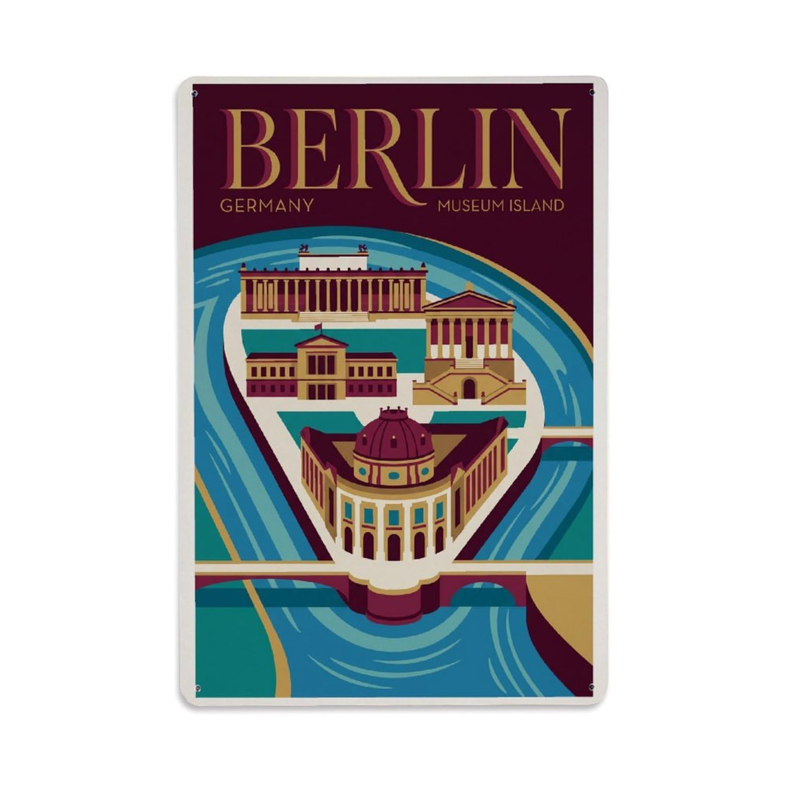 Gead 8X12inch Style Vintage Travel Berlin Germany Quality Metal Tin Sign