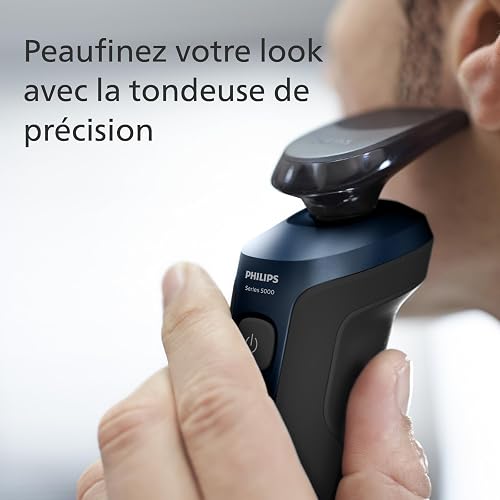 Philips Rasoir Series 5000 - rasoir électrique pour homme Wet & Dry bleu métallisé, avec tondeuse de précision et pochette souple de voyage (modèle S5465/18) - 6