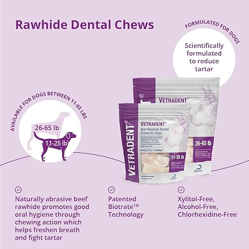 Miniatura 3 de Masticables dentales de cuero crudo para perros, medianos, 30 unidades