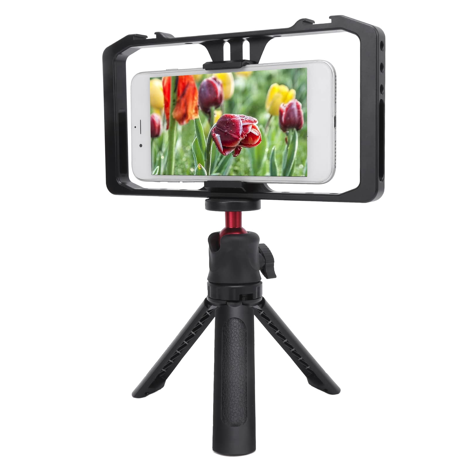 Equipo de Vídeo para Teléfono Inteligente, Duradero, Resistente, Estabilizador de Vídeo, Kit de Trípode para Teléfonos Móviles Universales, Aleación de Aluminio Negro, Ideal para Grabación de