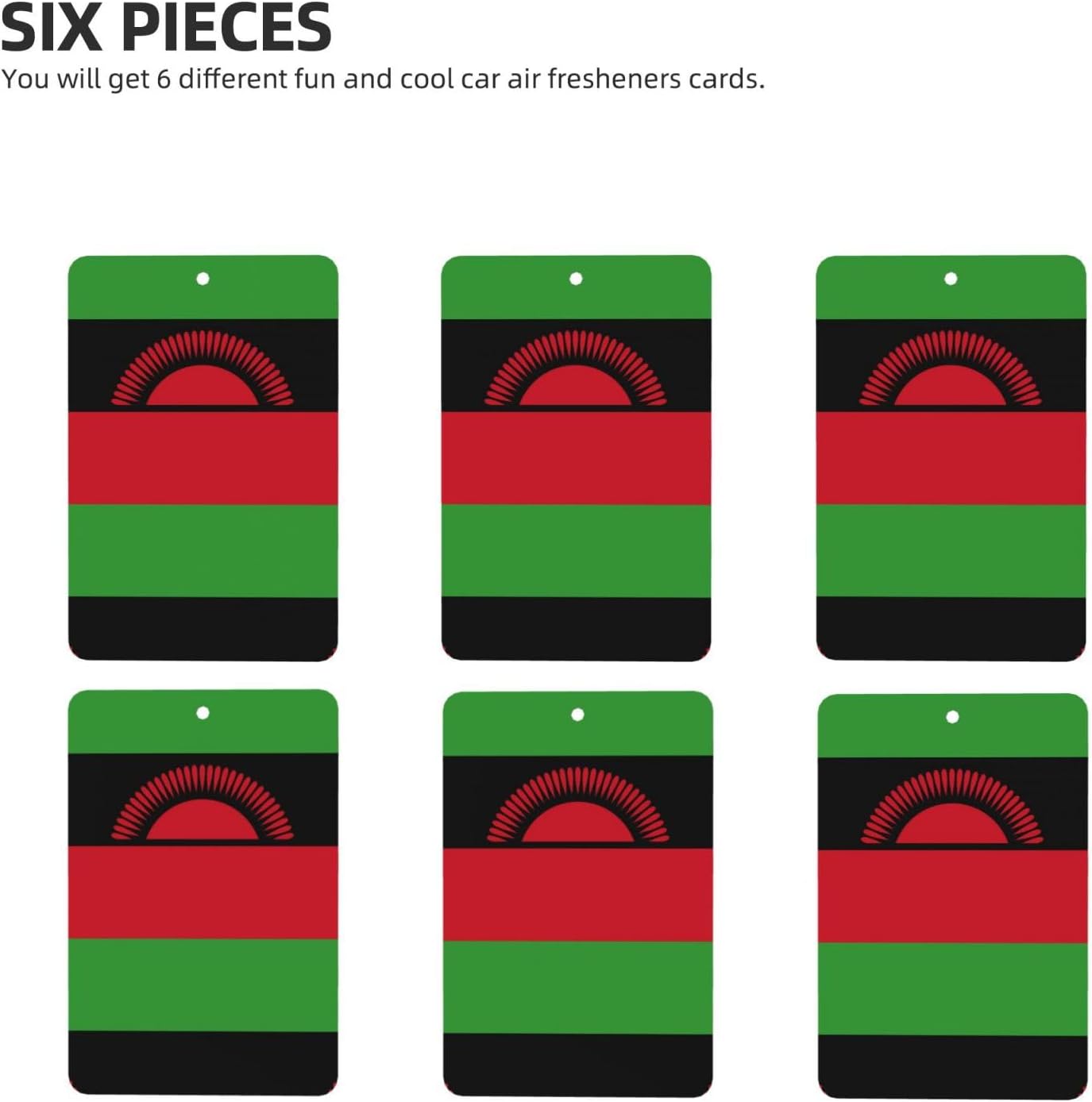 Flag Of Malawi Car Air Fresheners Cards - 6 Pieces,Cardstock Scented Decor For Cars,Bedrooms, Closets image 2