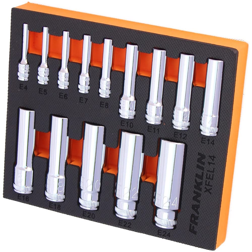 1/4", 3/8" & 1/2" Drive E-Torx Deep Socket Set Franklin Tools XFEL14