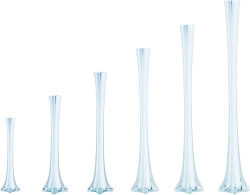 Miniatura 10 de WGV - Jarrón de torre Eiffel, abierto de 1 pulgada, altura de 16 pulgadas, recipiente floral de vidrio transparente con base resistente, centro de