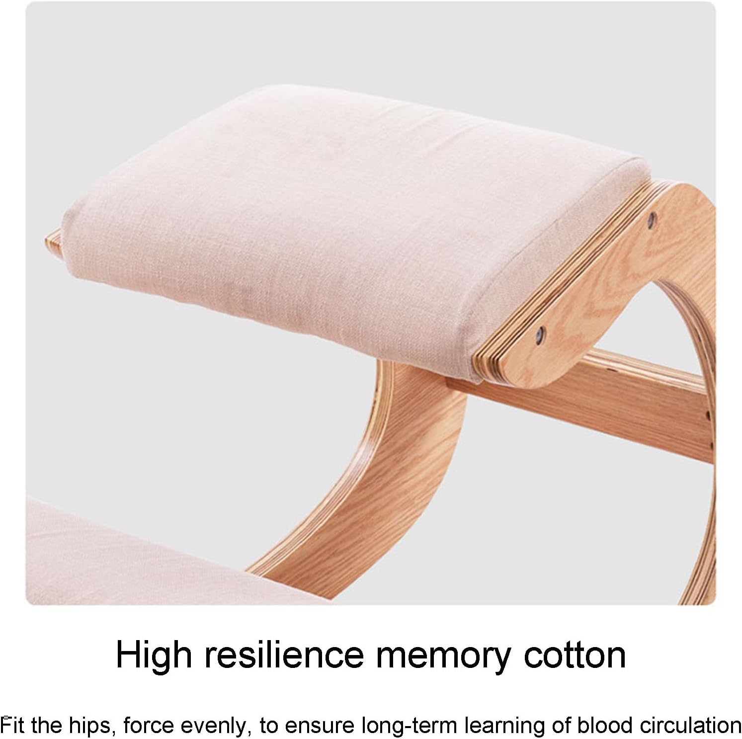 Ergonomic Kneeling Chair, Natural Wood Structure, Knee Brace Design, Scientific Spine Protection, Suitable for Sedentary Study and Office Use