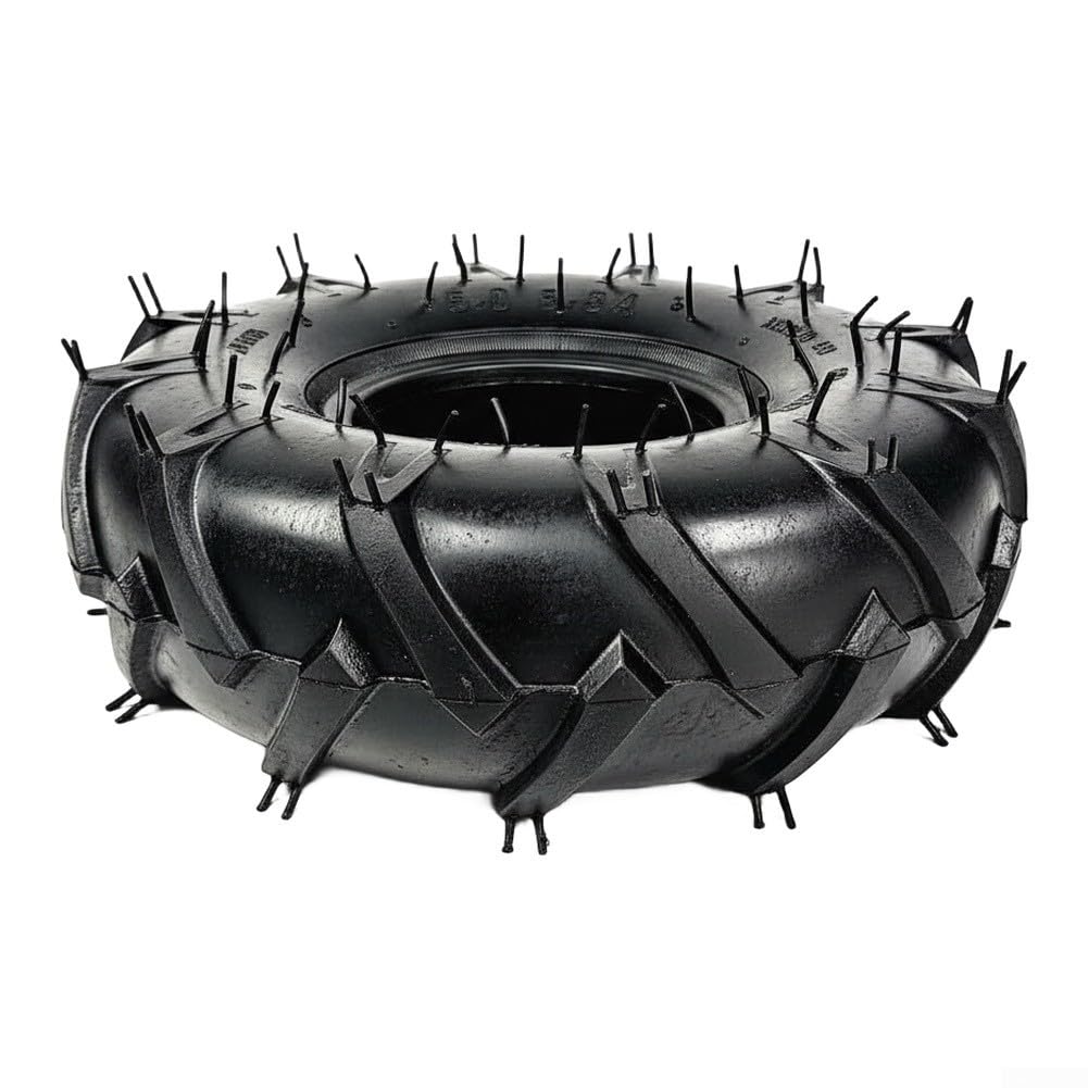 Pneumatico in gomma resistente 4.10/3.50-4 e camera d'aria rinforzata per tosaerba, carrelli da golf, carriole, 25,4 cm, diametro esterno nero, adatto per 4