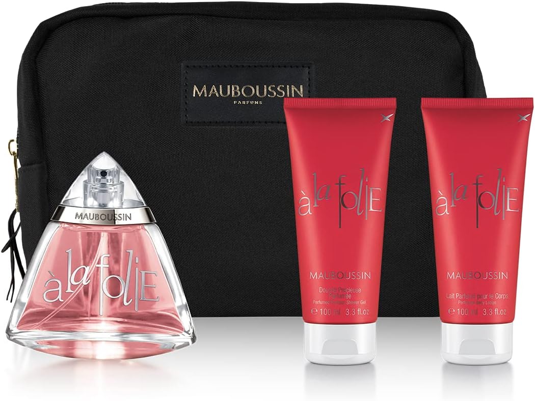 Mauboussin - Prestige Set A La Folie : Eau de Parfum, Shower Gel, Body Lotion & Toiletry Bag