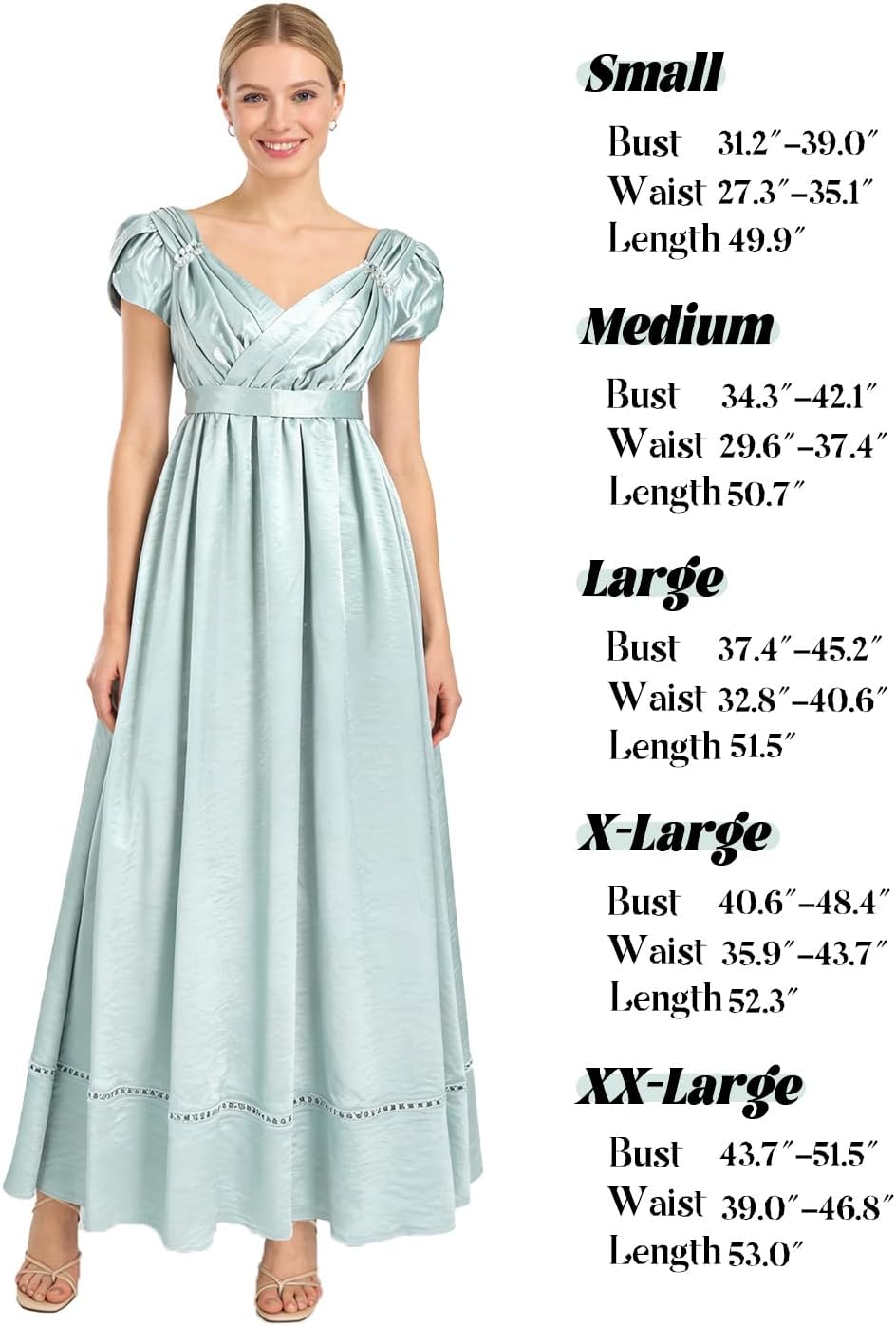 Nuoqi Regency Dresses for Women Regency Era Victorian Dress Empire Waist Tea Party Gown with Gloves