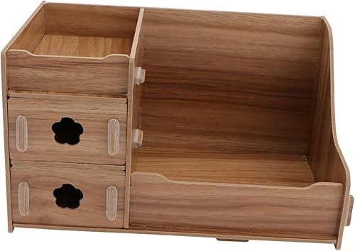 STOBAZA Caja de almacenamiento de madera, cajones de almacenamiento, cajones de almacenamiento de maquillaje, contenedores de escritorio,