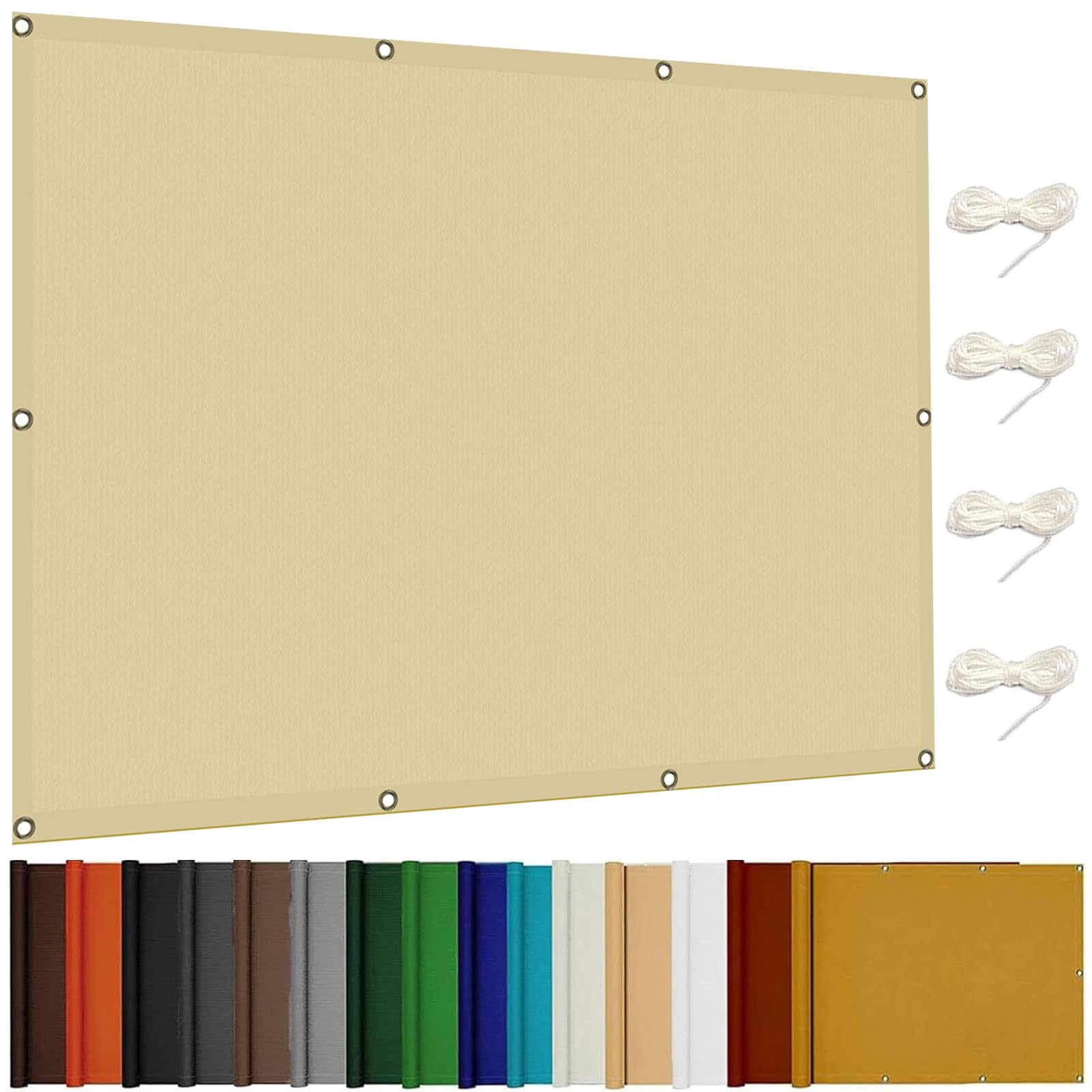 Voile d'ombrage imperméable 6x9.5 m polyester avec œillets extérieur