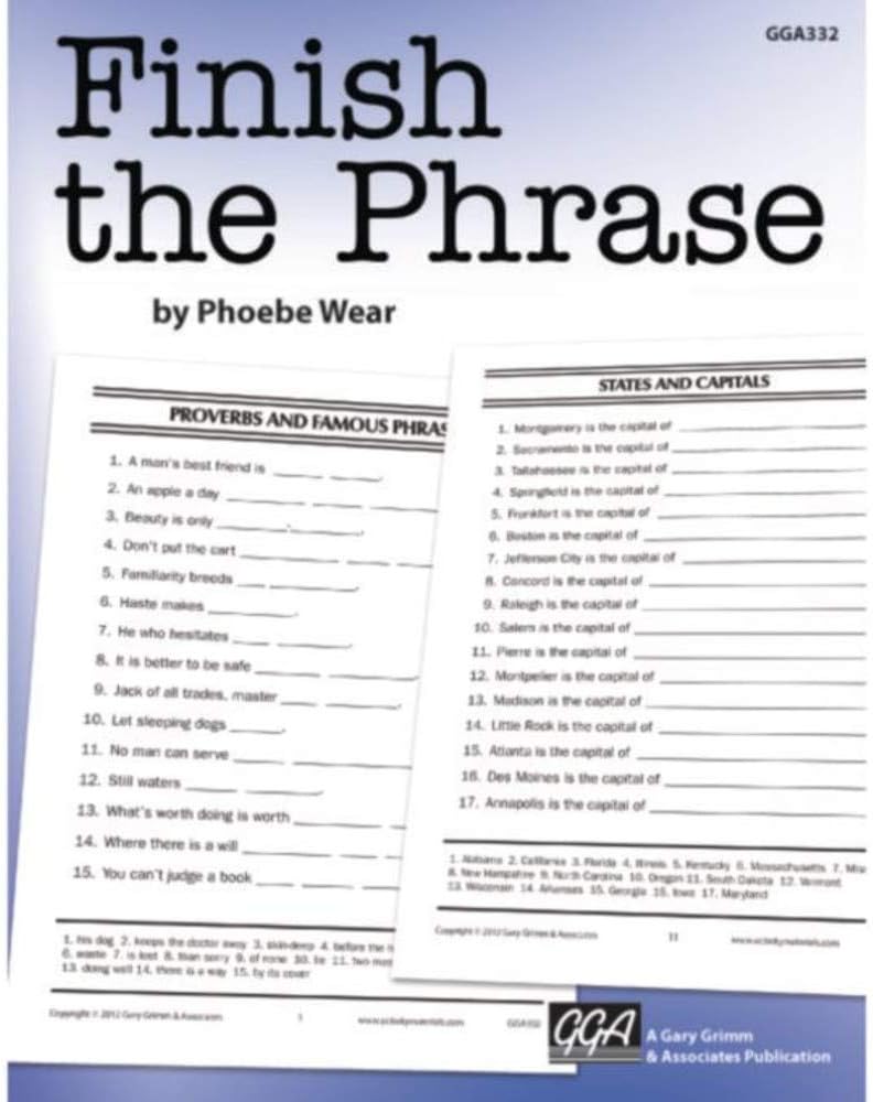 Finish The Phrase Book