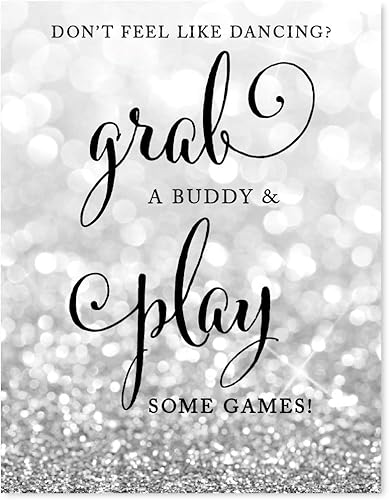 Miniatura 73 de Andaz Press Letreros de fiesta de boda, purpurina plateada brillante, 8.5 x 11 pulgadas, letrero de mesa de postre de recepción de barra de Food