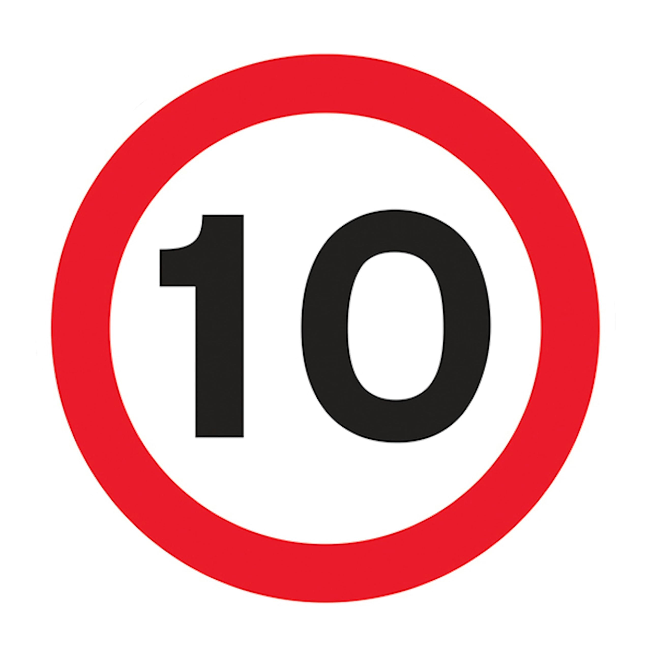 V Safety 10 MPH 600 x 600 mm - 3mm Reflective Aluminium Composite Safety Sign, White