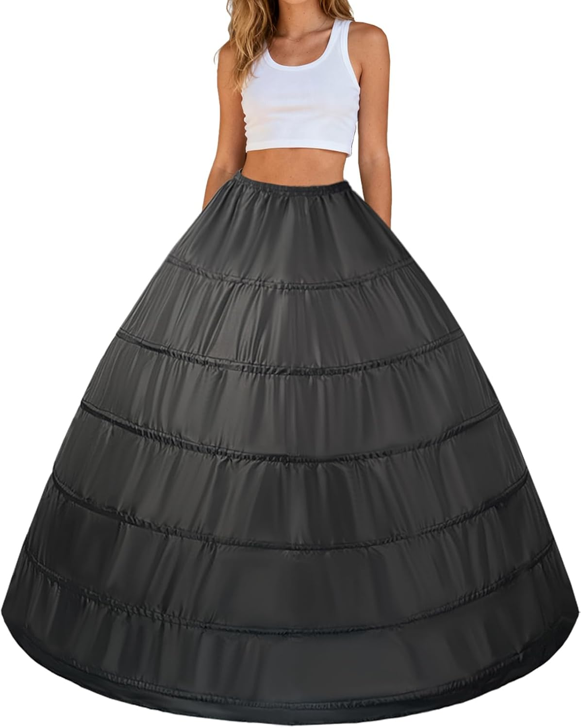 Women's Hoop Skirt Crinoline Petticoat A-Line Underskirt Slip for Full Length Wedding Bridal Dress Quinceanera Gown