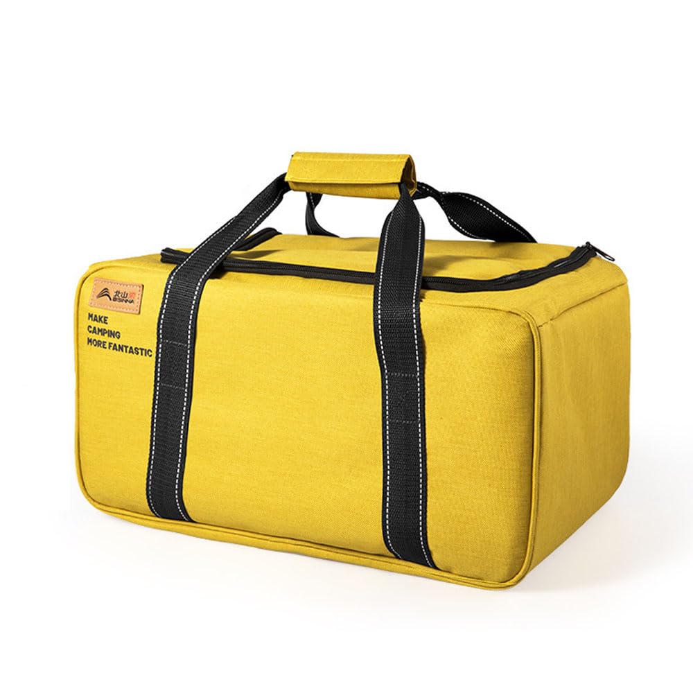 Hosoncovy Outdoor Camping Accessories Storage Bag Carrying Case Gas Stove Canister Pot Carry Bag Picnic Bag Cookware Utensils Organizer (Yellow)