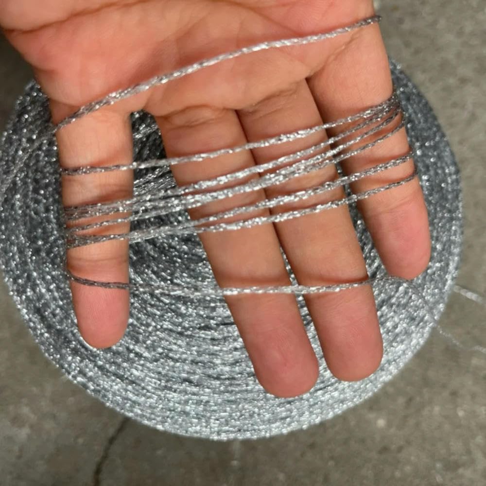 Filato Glitterato da 500 g, Filato Metallizzato Cavo in Seta Color Oro Lucido, Filato Spesso per Uncinetto, Filato per Maglieria, Cucito, Filo per Uncinetto