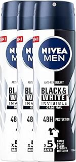 Men Invisible for Black & White Original Anti-Perspirant Deodorant Spray 150ml | 48H Protection | No White Marks or Yellow Stains | No Ethyl Alcohol | Fresh Scent | Quick-Dry, 3 Pack