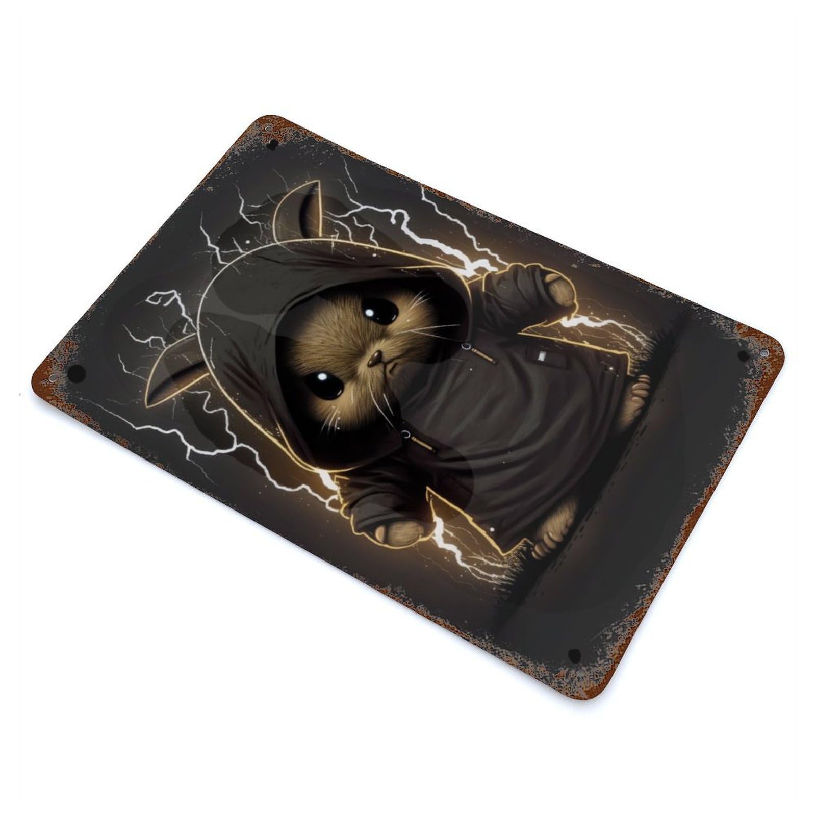 Angry Bunny with A Hoodie Rust Effect Tin Sign 11.8"x7.9", Novelty Wall Decor for Garage, Pub Or Kitchen