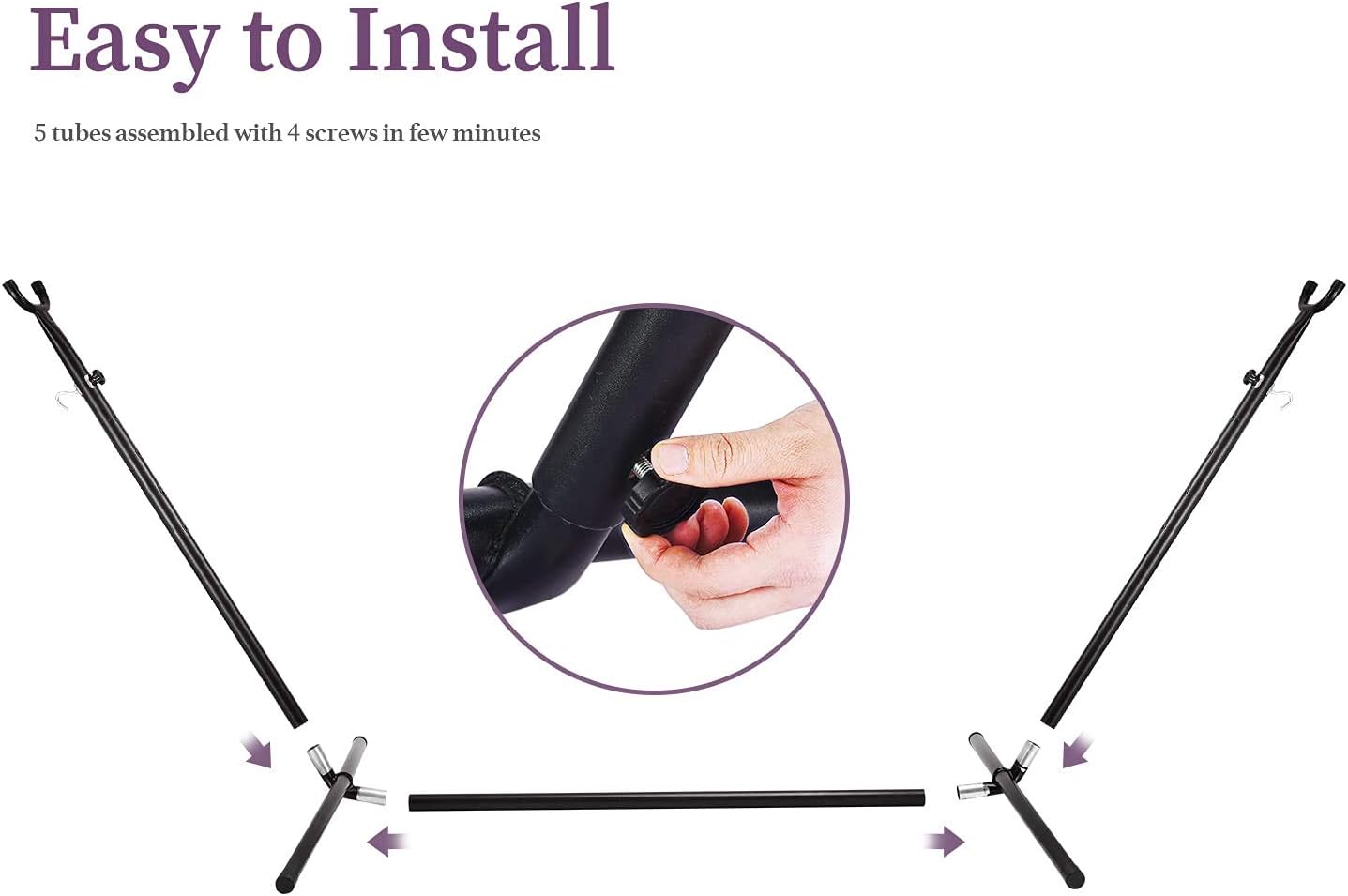 Double Hammock with Stand, 10ft Hammock Frame 550lbs Capacity, 2 People Hammock Combo for Backyard Patio Indoor Outdoor (Purple and Tan Stripes) : Patio, Lawn & Garden