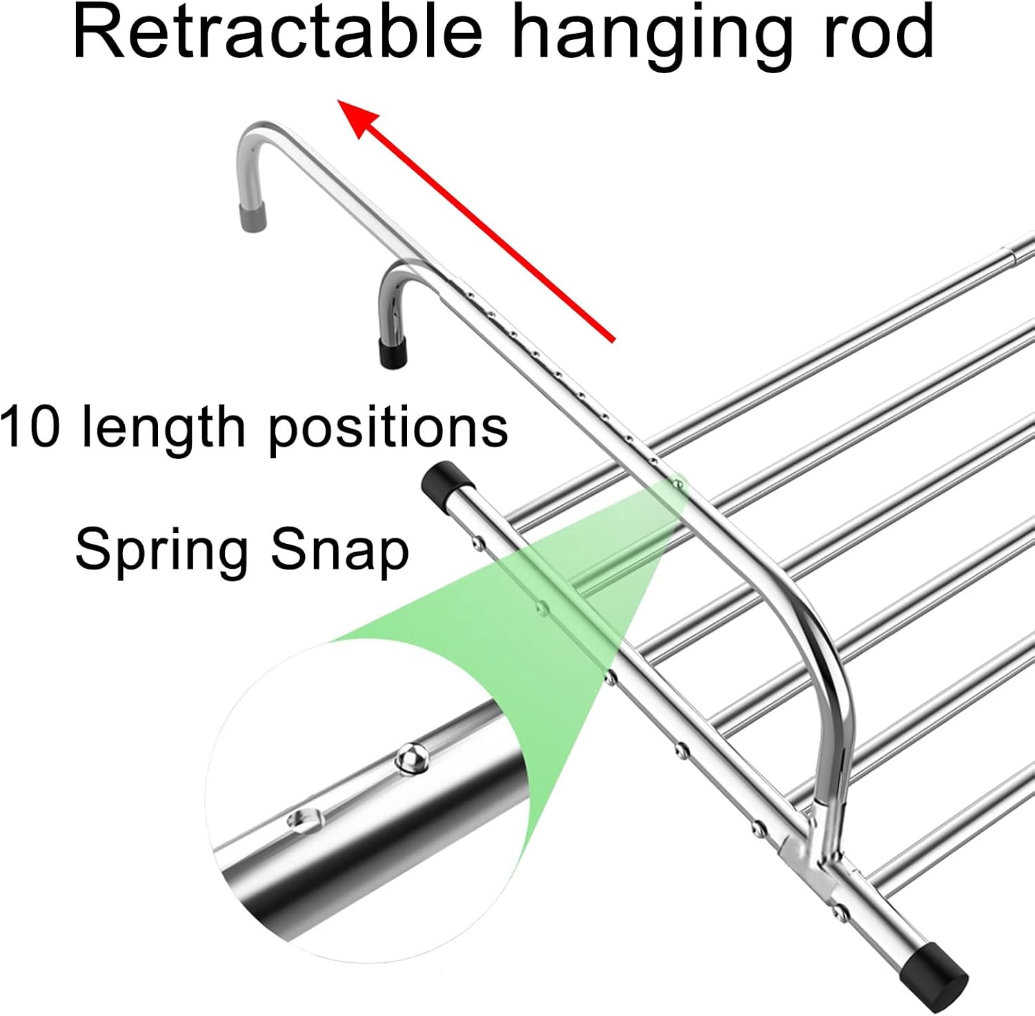 Floor-Standing Solid Wood Rotating Coat Rack，Stainless Steel Retractable Clothes Drying Rack - Foldable Indoor/Outdoor Laundry Hanger for Balcony, Railings, Windowsill - Space-Saving Design