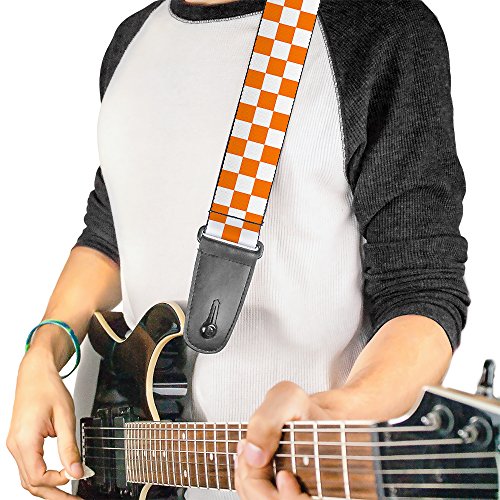 Buckle-Down Guitar Strap Checker White Tn Orange 2 Inches Wide (Gs-W30303) #TOP1