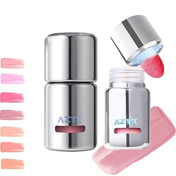 Aztk Liquid Blush, Aztk Jelly Color Liquid Blushes, Blush for Cheeks, Blushes Lotion with Sponge Head, High-Pigment, Long-Lasting, Waterproof, Matte Finish, 5ml JC04