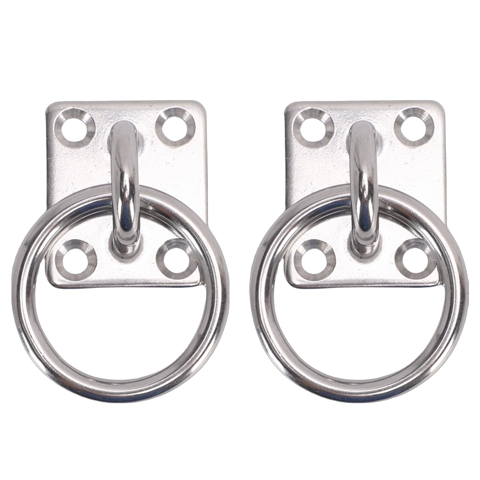 Focket Ceiling Hooks, 2 Pcs Stainless Steel Square Pad Eye Plate with 8 Screws U Hooks Wall Mount Ring Marine Hanging Hardware for Indoor and Outdoor Use