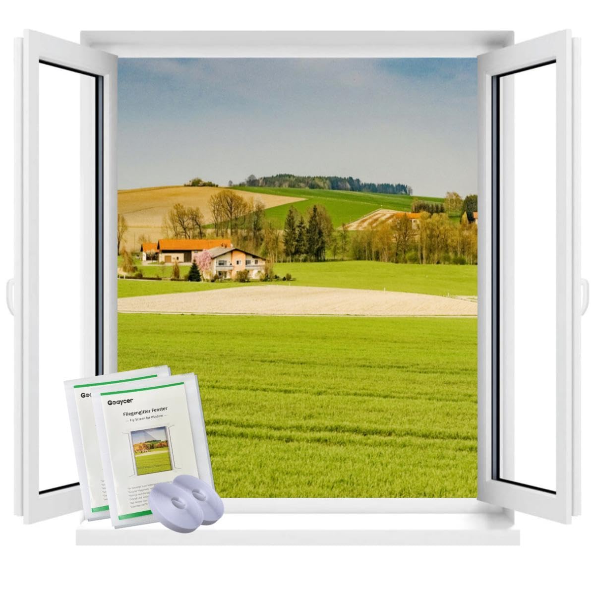 Goaycer White Fly Screens For Windows, 2Pack Window Netting For Insects, Bug Net For Windows, Mosquito Net Mesh Window (130X150cm,)
