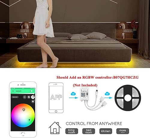 Miniatura 3 de GIDEALED Tira de luz LED RGBW de 16.4 pies, ambiente multicolor interior de 300 LED, luces de cinta flexible DC12V